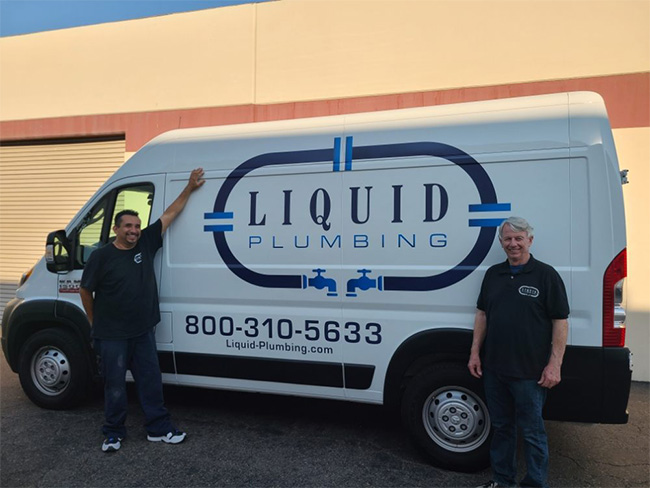 Plumber in orange county Liquid-Plumbing, Inc van